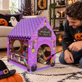 Cinrobiye Cardboard Cat House with Scratcher, Indoor Cat Condo Cat Cave Hideout with Scratch Pad, Cardboard Cat Playhous