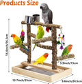 BNOSDM Natural Wood Bird Playground for Training & Playing, Parrot Perch Stand Jungle Gym with Detachable Tray & Stainless Feeder Cups Parakeet Cage Playstand for Budgie, Cockatiel, African Grey