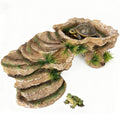 Reptile Hide Cave and Turtle Basking Platform - Resin Decor for Aquarium & Terrarium, Multi-Level Resting Rock and Shelt