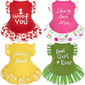 XPUDAC 4 Pack Dog Dress Girl Clothes for Small Dogs Girl Flower Dresses for Dogs Apparel Colorful Small Dog Clothes Female (S, 4 Flower)