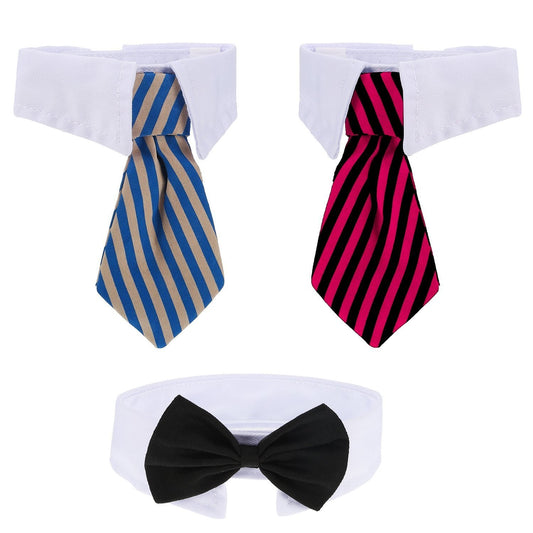 Shappy 3 Pieces Adjustable Pets Dog Cat Bow Tie Pet Costume Necktie Collar for Small Dogs Puppy Grooming Accessories (S)