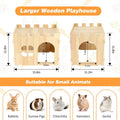 BWOGUE Large Wooden Bunny Hideout,Detachable Rabbit Castle for Small Animal