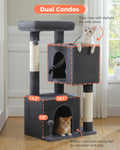 XL Cat Tree 44" Cat Tower for Large Cats 20 lbs, 2 Spacious Caves