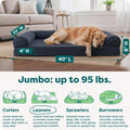 Furhaven Cooling Gel Dog Bed for Large Dogs w/ Removable Bolsters & Washable Cover, For Dogs Up to 95 lbs - Quilted Sofa - Iron Gray, Jumbo/XL