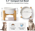 Elevated Ceramic Cat Bowl - Cat Food Bowl with Bamboo Stand - Raised Dog Dish for Puppies - Anti Vomiting, Stress Free - 13.5 oz / 400 ml - White