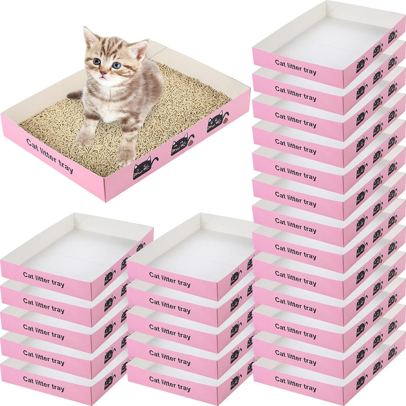 Amyhill 30 Pack Disposable Cat Litter Box Paper Pet Trays