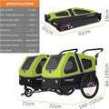DOGGYHUT® S-Line XL Pet Bike Trailer & Stroller for Large Dogs Up to 100 lbs, Folding Dog Cart with Shock-Absorbing Susp