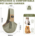 Dog Carrier Sling for Small Dogs & Cats, Puppy Sling Bag with Drawstring Mesh Opening, Safety Clip, Zipper Storage Pockets, Hands-Free Pet Carrier for Travel, Walking, Hiking (Green)