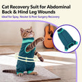 BRKURLEG Cat Recovery Suit with Hind Legs, Breathable Post Spay Onesie for Female Cats & Kittens, Anti-Licking Abdominal & Hind Leg Wound Protector, Cone Alternative, Green L