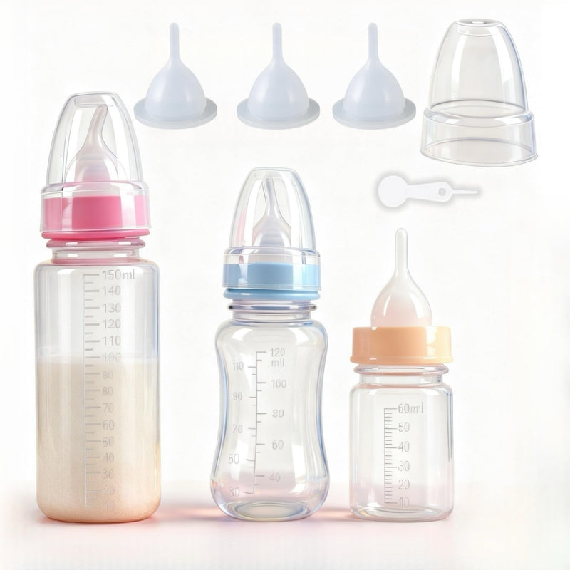 Pet Feeding Bottle Set,Puppy Kitten Nursing Bottle Anti-Choking Feeder-5.07oz/4.06oz/ 2.03oz,and 3 Pcs Replaceable Silicone Nipples for All Newborn Pets -Kitten, Puppy, Rabbit