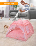 SEIMMIE Cat Princess Bed Tent House - Kitty Cute Beds Indoor,Small Dog House Indoor/Outdoor Cave Nest Bed Small Dog Tent for Cat,Puppy Tents (15.7"x15.7"x14.5"/Pink)