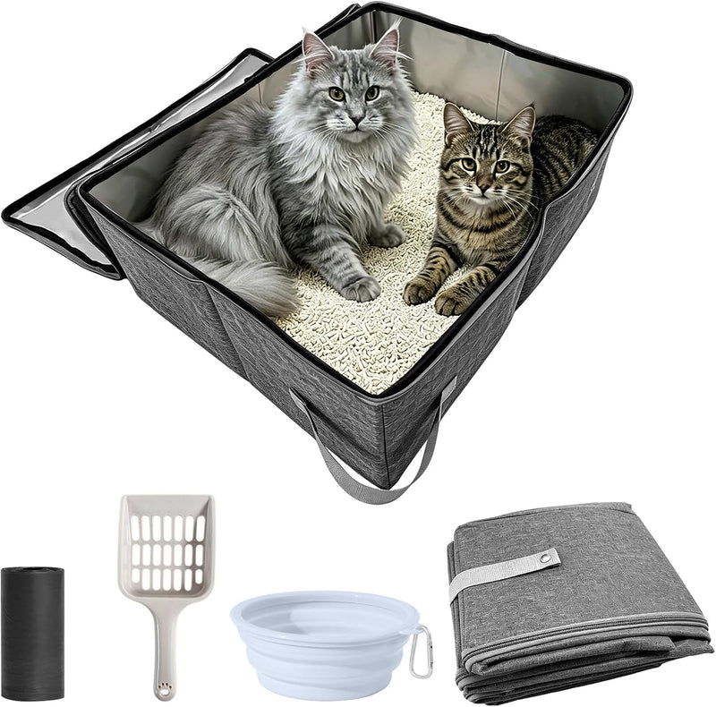 CloudValley Portable Extra Large Travel Litter Box for Cats with Zipped Lid