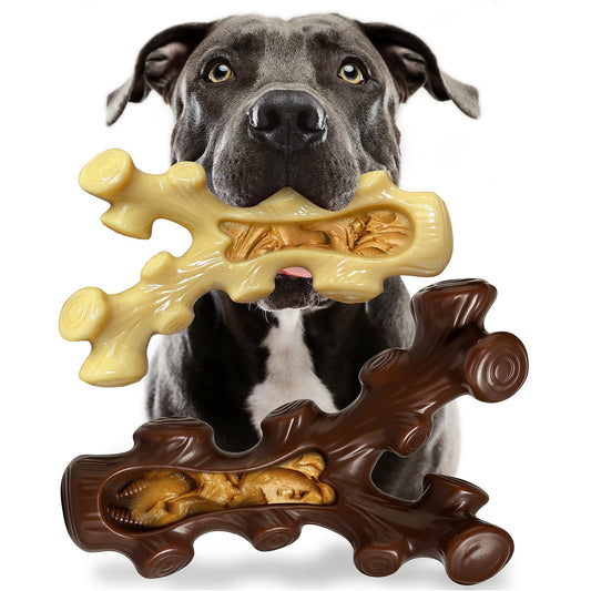 Indestructible Dog Chew Toys for Aggressive Chewers,2 Pack Tough Nylon Dog Bones Teething Toy for Large Medium Breed,Durable Bacon Flavor Dog Toy for Cleaning Teeth & Reducing Boredom