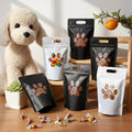 Gersoniel 50 Pcs Paw Dog Treat Bags Gift Bags with Window Resealable Stand up Plastic Zipper Pouches for Canine Delights