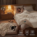 Luciphia Waterproof Blanket for Large Dog Ultra-Soft & Calming Pet Throw Reversible Warm Fleece Durable Furniture Crate Couch Bed Cover Protector Machine Washable Leakproof Beige L (65''x57'')