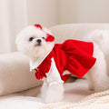 Red Corduroy Dog Dress Sweater for Small Dogs Girl Set Dog Winter Dress Puppy Clothes Christmas
