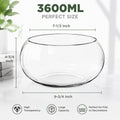 Jucoan 0.9 Gallon Glass Fish Bowl with Decor, Clear Round Shallow Glass Bowl for Betta Fish and Aquatic Plants, Includes