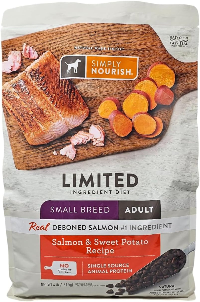 SIMPLY NOURISH Small Breed Adult Salmon and Sweet Potato Dry Dog Food, 4 Pound Bag