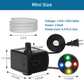 DaToo Mini Submersible Fountain Water Pump With LED Light 50GPH 3W Small Ultra Quiet Water Pump With Tubing For Aquarium