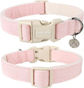 DOGWONG Cotton Hemp Pink Dog Collar Adjustable Soft Natural Fabric Pet Collar Cute Wedding Puppy Necklace for Small Medium Large Dogs