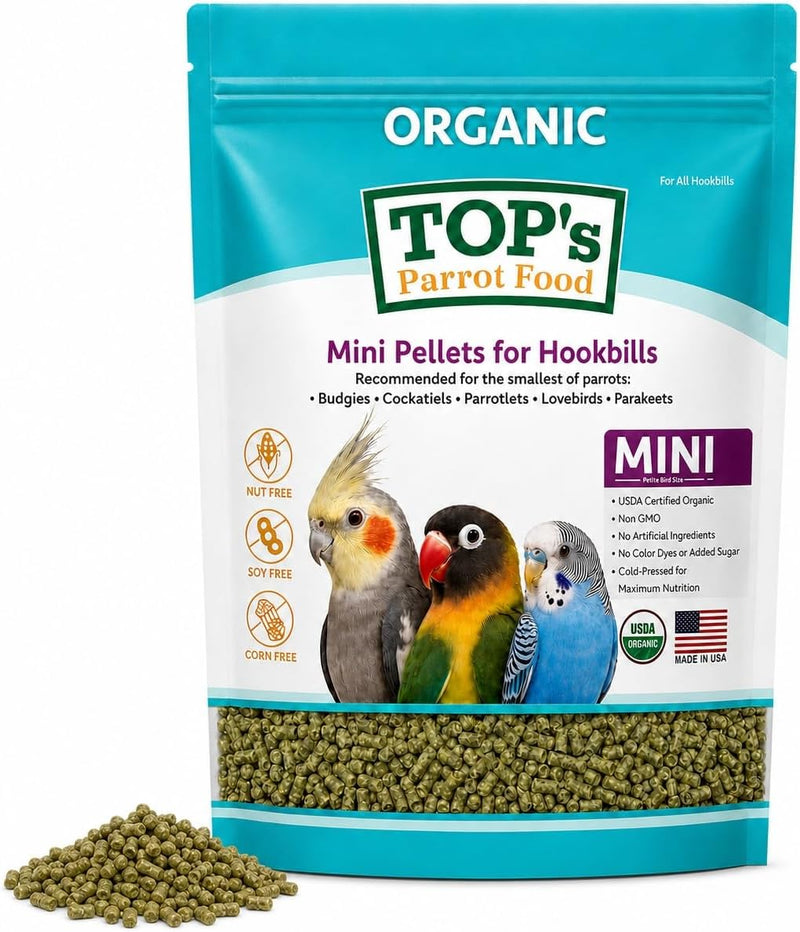 TOP's Mini Parrot Pellets 4 lb, USDA Organic Certified, Non-GMO Bird Food