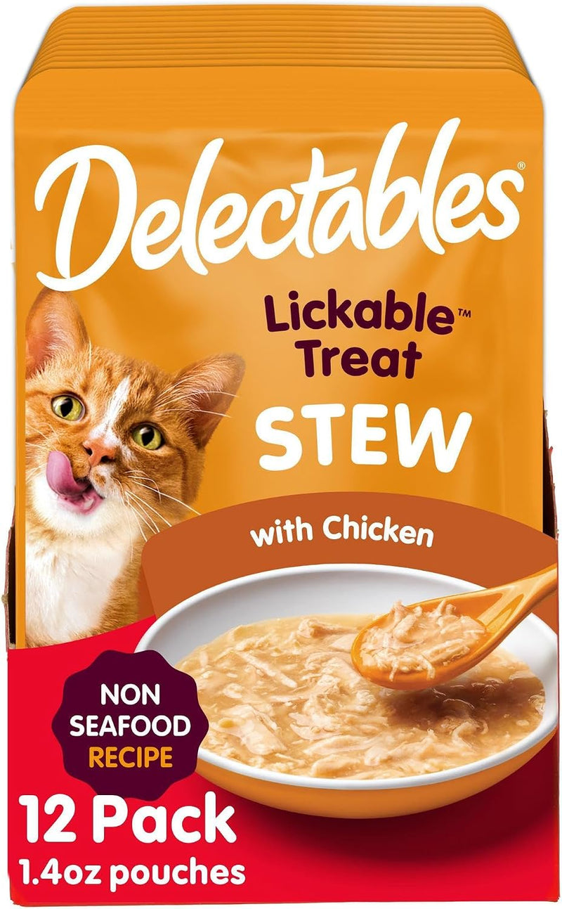 Delectables Lickable Treat Stew Non-Seafood Wet Cat Treat with Real Chicken, Food Topper, Hydrating, Grain-Free, No Fill