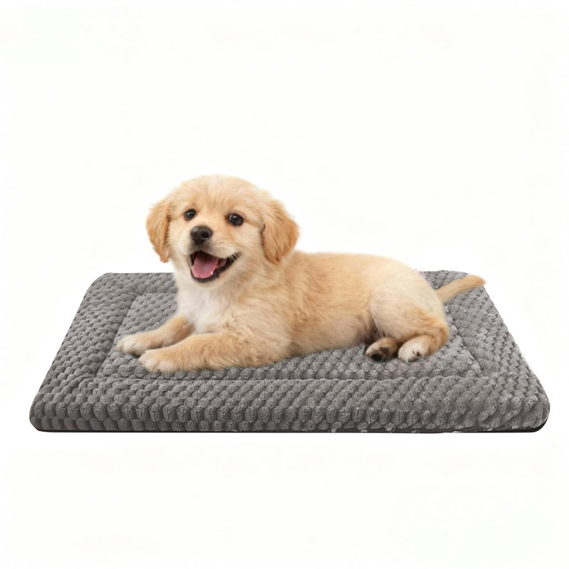 Dog Bed Crate Mat, Soft Durable Washable Anti-Slip Kennel Pad for Dogs & Cats, Reversible (Light Gray, S(24