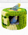 Bird Nest for Cage with Support Frame & Pad, Foot-Friendly Felt Safe Hideout, Warm Bird Bed for Parakeets Lovebird Budgies, Winter Plush Coral Fleece Hanging Hammock Hut, Soft Washable Cozy House