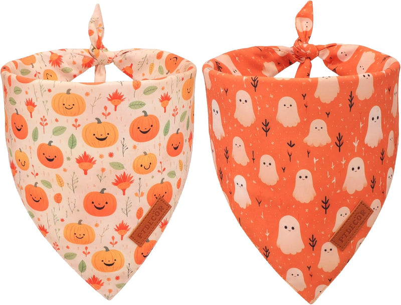 PTDECOR Halloween Dog Bandana, Ghost Pumpkin Dog Scarf