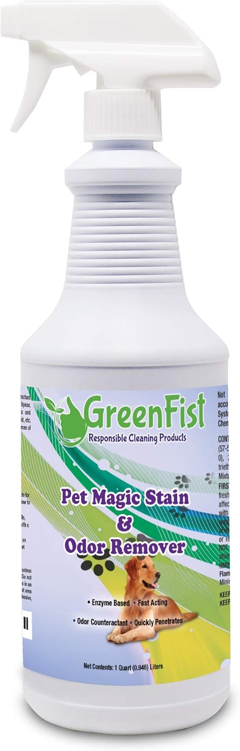 GreenFist Pet Stain & Odor Remover Magic Fast Acting Carpet Spot Cleaner Enzyme Powered Formula Cats,Dogs, Small Animal,