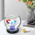 hygger 0.5 Gallon/1 Gallon Glass Fish Bowl with LED Light and Decor, Small Round Betta Fish Tank Goldfish Bowl, Round Cl