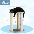 Cat Scratching Post - 3 Scratcher Posts with Carpeted Scratch Pad Base and Perch - Furniture Scratching Deterrent for In
