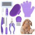 VCZONE 8 Pcs Small Animal Grooming Kit, Rabbit Grooming Kit with Pet Nail Clipper and File, Flea Comb, Pet Shampoo Bath 