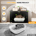 Cat Litter Box Enclosure Furniture Dog Proof, Hidden Kitty Washroom Cabinet Low Entry, Wooden Cat Boxes Enclosure Odor C