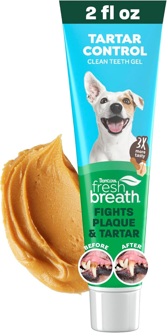 TropiClean Fresh Breath - Dog Toothpaste - Dog Teeth Cleaning Peanut Butter & Honey Flavor - Freshens Breath and Cleans Teeth - 2oz