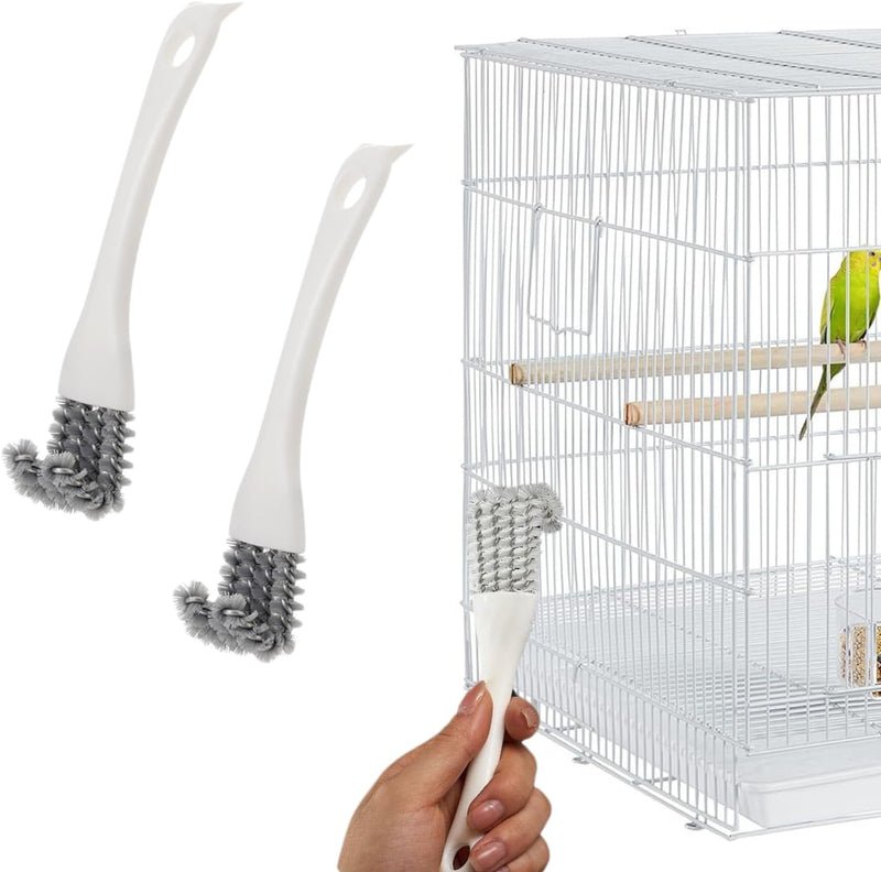 2 Pcs Bird Cage Brush with Scraper - Bird Cage Cleaner for Cleaning Kennels Perches Poop Remover Parrot Parakeet Pet Cag