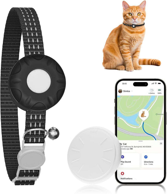 ZFSJTAG Cat Tracker, GPS Tracker for Cats, No Monthly Fee Pet Tracker for Cats, Compatible with Apple Find My App (Only iOS), Real-Time Tracking, Smart Alerts, Up to 1-Year Battery, Waterproof