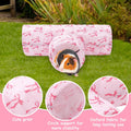 JarThenaAMCS Guinea Pig Tunnel 3 Way Washable Guinea Pig Hideout Pink Bow Foldable Rabbit Tunnel Small Animal Toy for Bu