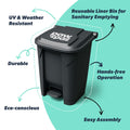 PawPail Essential Pet Waste Station, Outdoor Dog Poop Trash Can with Step-On Lid, Square Plastic Dog Waste Station, Blac
