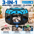 Whelping Box for Cats, Pop-up Playpen for Kittens and Mom with Washable Starry Moon Pad & Grooming Glove, 3-in-1 Portabl
