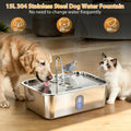 SANXUO Dog Water Fountion for Large Dogs,15L/4 Gal Stainless Steel Automatic Pet Water Dispenser,Ultra Quiet Dog Fountain Water Bowl with Water Level Window & LED Light, Include 1Set Filter