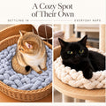 Cat Kneading Mat, Handmade Round Cushion Bed Pad Kittens (Green,M)