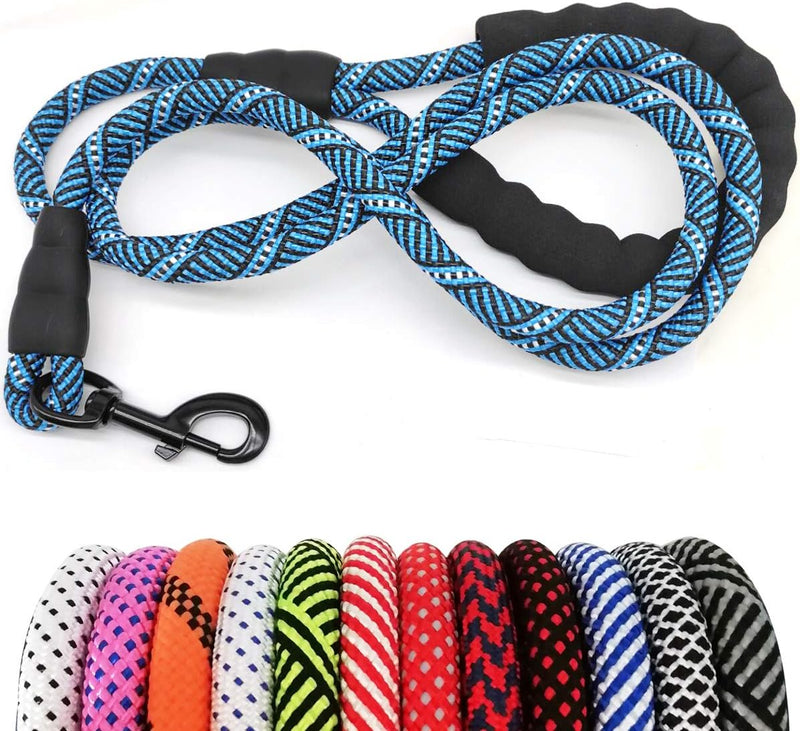 MayPaw Heavy Duty Rope Dog Leash, 3/6/8/10/12/15/20/30 FT Nylon Pet Leash, Soft Padded Handle Thick Lead Leashes for Lar