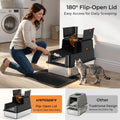 URPOWER Stainless Steel Cat Litter Box with 110° Flip-Top Lid, XL Enclosed Metal Litter Box for Large Cats, Odor Control, Anti-Urine Leakage, Non-Stick Pan, Front Entry Top Exit, Scoop & Mat Included