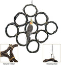 BNOSDM Bird Swing Rings Toy Natural Wood Parrot Climbing Ladder Parakeet Chewing Toys Hanging Budgie Cage Accessories for Green Cheek Conure Cockatiel Lovebird (9 Rings)