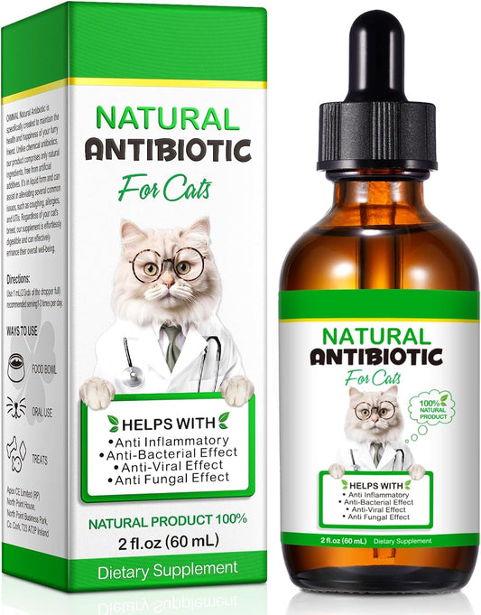 VOSIFSDIY Cat Antibiotics, Antibiotics for Cats, Natural Cat Antibiotics Multivitamin Herbal Supplements 60ml