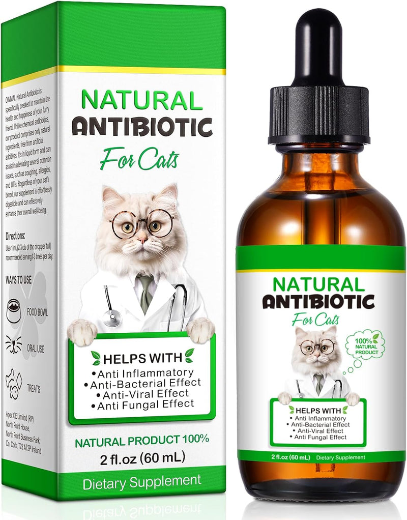 VOSIFSDIY Cat Antibiotics, Antibiotics for Cats, Natural Cat Antibiotics Multivitamin Herbal Supplements 60ml