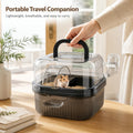 Portable Hamster Travel Cage, Lightweight Breathable Small Animal Travel Box with Drinking Bottle &Running Wheel for Hed