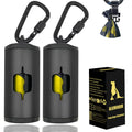 Metal Dog Poop Bag Holder 2-Pack w/Leash Clip|Durable Scratch-Resistant Aluminum|30 Bags+6 Accessories（Black）