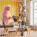 DBNESS Bird Toys for Parrot, Durable Stainless Steel Large Birds Chew Toy, Hanging Detachable Natural Hardwood Blocks fo